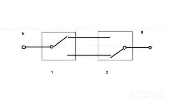 双联双控开关工作原理示意图